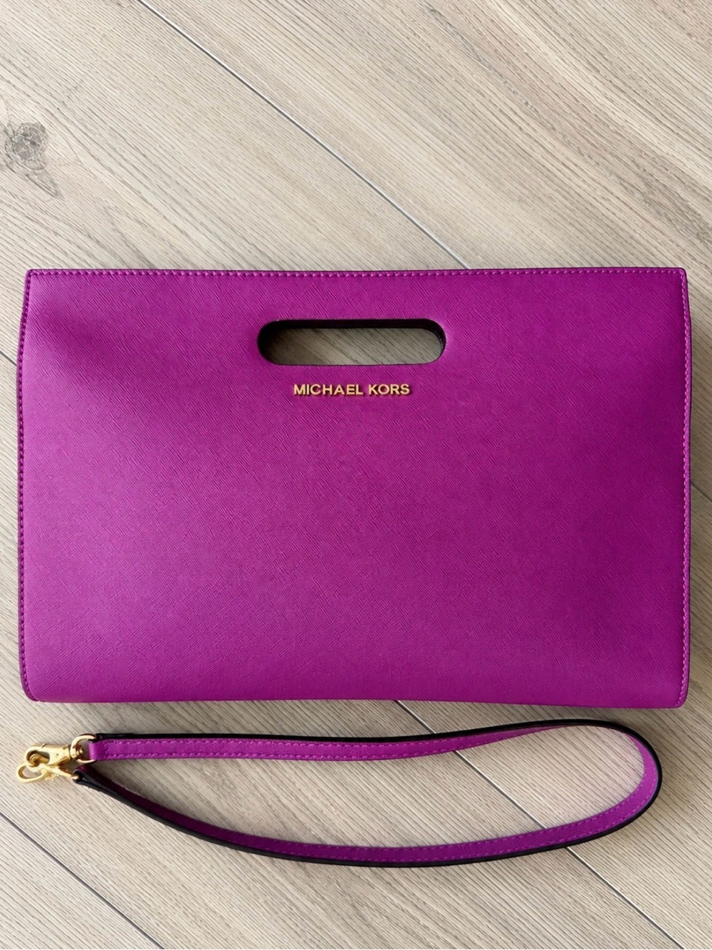 Michael Kors Fuchsia Saffiano Leather Clutch